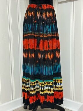 NWT Bila Medium Boho Gypsy Maxi Skirt Style XP-084 Multicolor Print Festival Y2K
